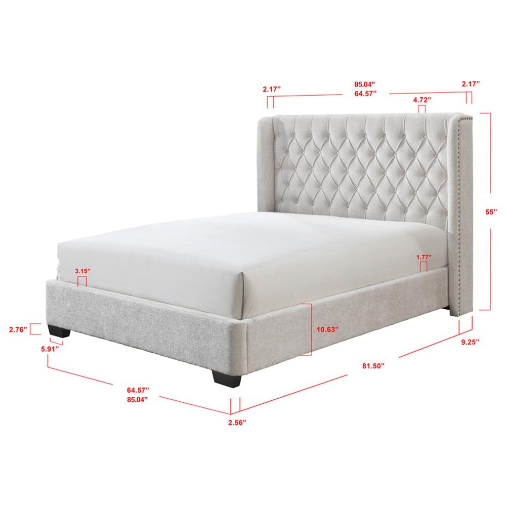 Crown Mark Daphne Queen Upholstered Bed in Cream, , large