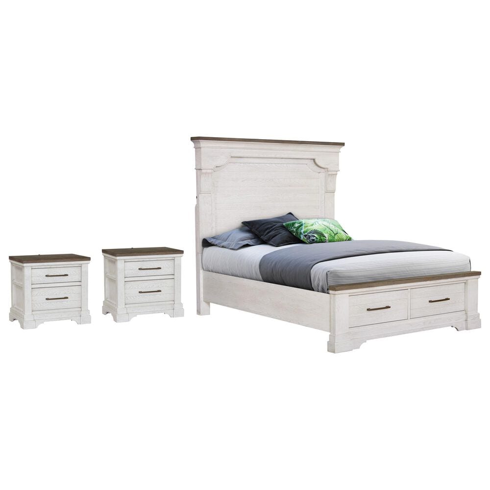 Sasha Lee Queen Storage Bed with 2 Nightstands in 2 Tone Hickory, , large