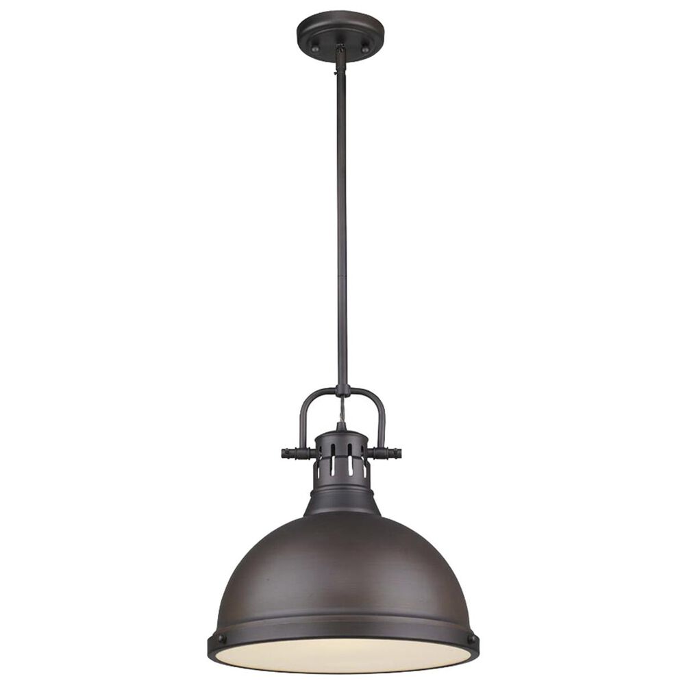 Golden Lighting Duncan 1-Light Pendant with Rod in Rubbed Bronze with a Rubbed Bronze Shade, , large