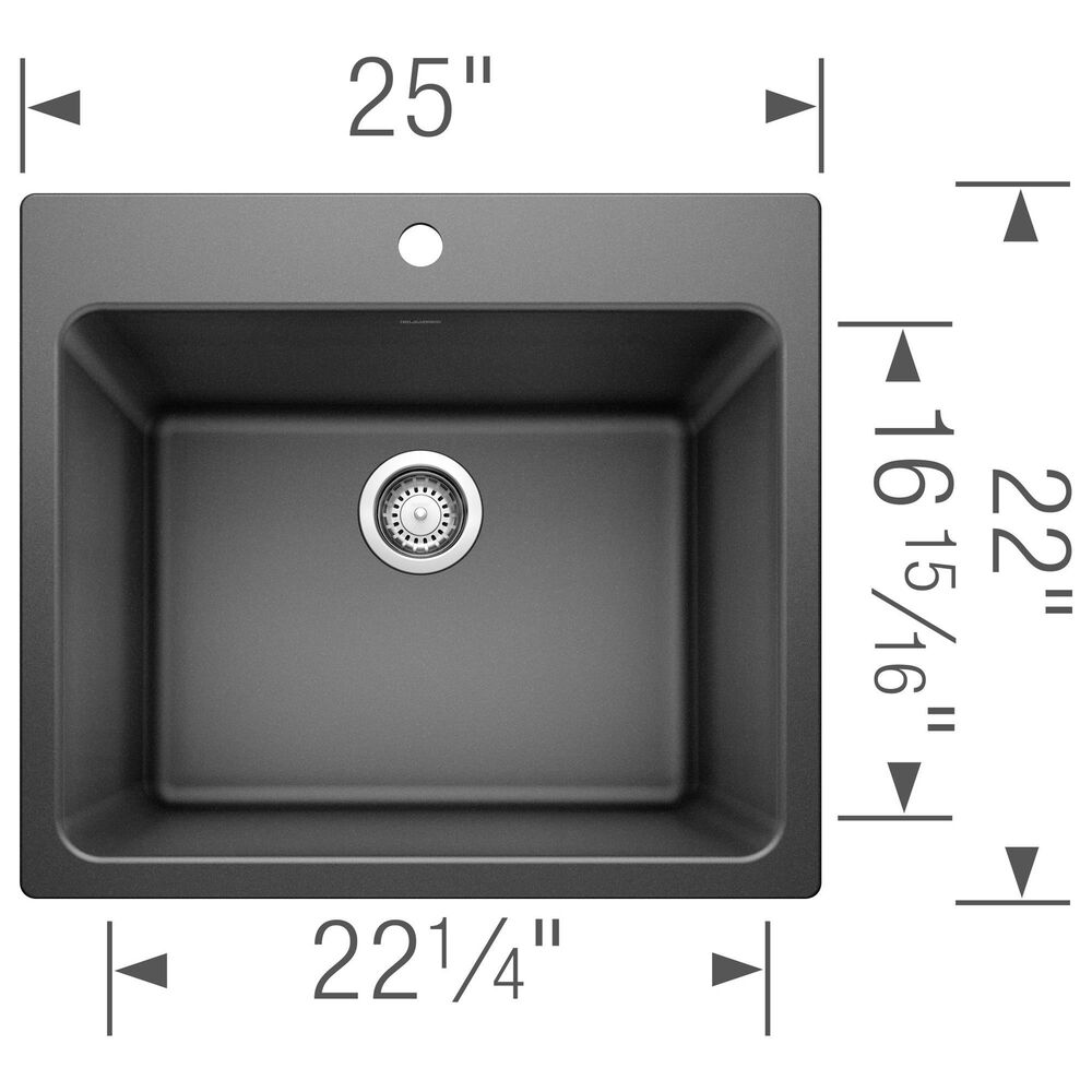 Blanco Liven 25&quot; Dual Mount Laundry Sink in Anthracite, , large