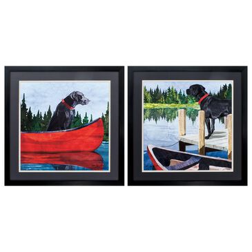 Propac "Dogs on Lake" Wall Art in Red (Set of 2), , large