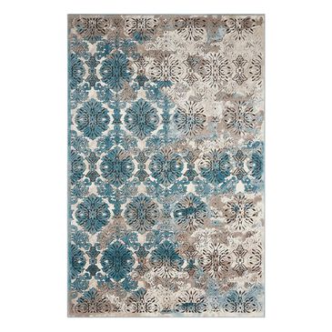 Nourison Karma KRM05 3"9" x 5"9" Ivory and Blue Area Rug, , large