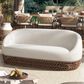 Hearth and Haven Willow Outdoor Upholstered Sofa with Golden Brown Open-Weave Wicker in Wheat Beige, , large