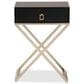 Baxton Studio Patricia 1-Drawer End Table in Black and Brass, , large