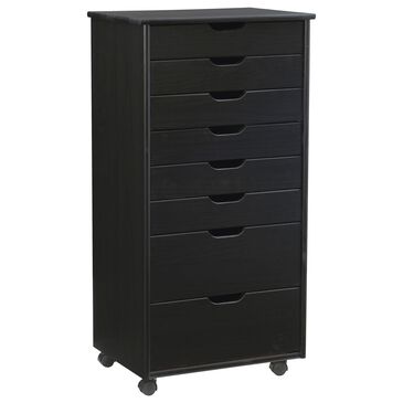 Linon Home Decor Cary 8-Drawer Rolling Cart in Black, , large