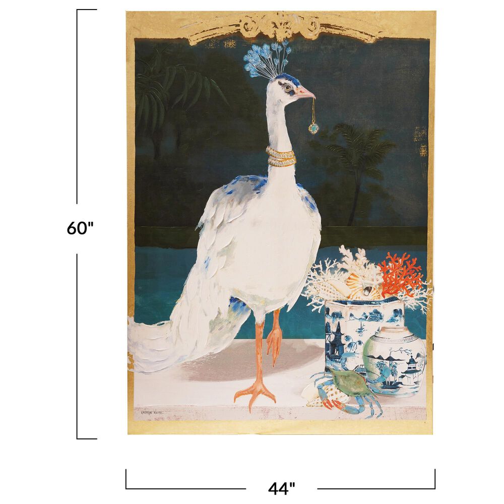 Creative Coop Dapper Home 44" x 60" Bird and Urn Canvas Wall Decor in Multicolor, , large