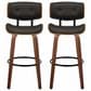 LumiSource Lombardi 30" Swivel Barstool with Espresso Faux Leather Upholstery in Walnut and Black (Set of 2), , large
