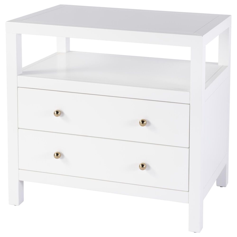 Butler Specialty Company Nora 2-Drawer Wide Nightstand with Open Shelf in Smooth White, , large