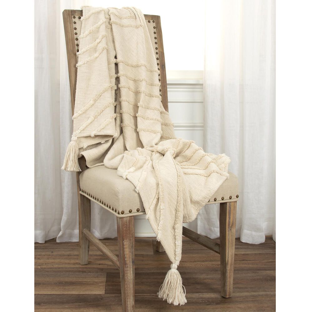 Rizzy Home 50&quot; x 60&quot; Geometric Throw in Natural, , large