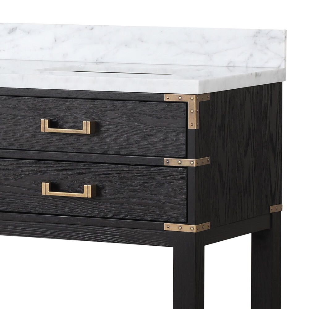 Lexora Home Norwalk 72&quot; Double Bathroom Vanity in Black Oak with White Carrara Marble Top and Rectangular Sinks, , large