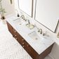 James Martin Vanities Amberly 72" Double Bathroom Vanity in Walnut with 3 cm Arctic Fall Solid Surface Top and Rectangular Sinks, , large