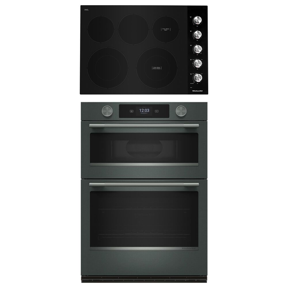 KitchenAid 2-Piece Kitchen Package with Juniper 30" Smart Combination Wall Oven and Black 30" Electric Cooktop, , large