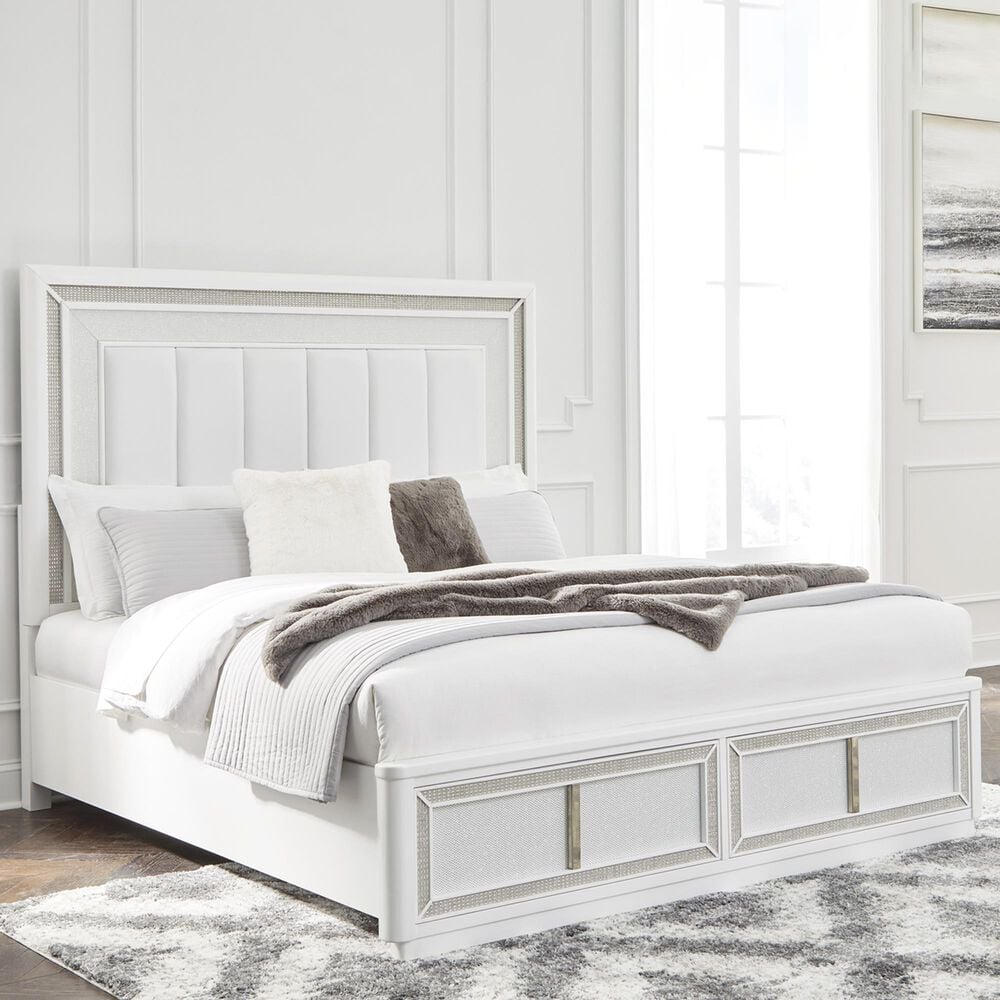 Millenium Chalanna King Upholstered Storage Bed in White, , large