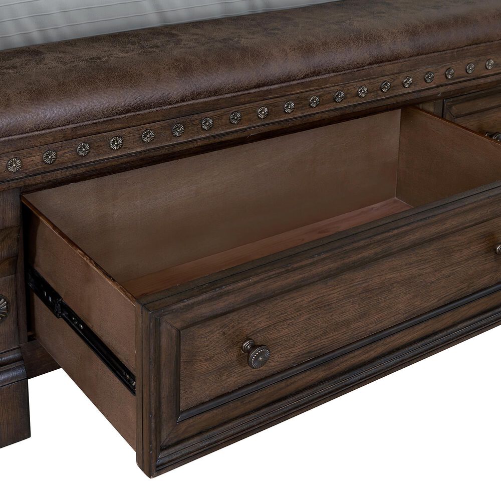 Sasha Lee Grand Teton 5 Piece Queen Bedroom Set in Warm Brown Oak, , large