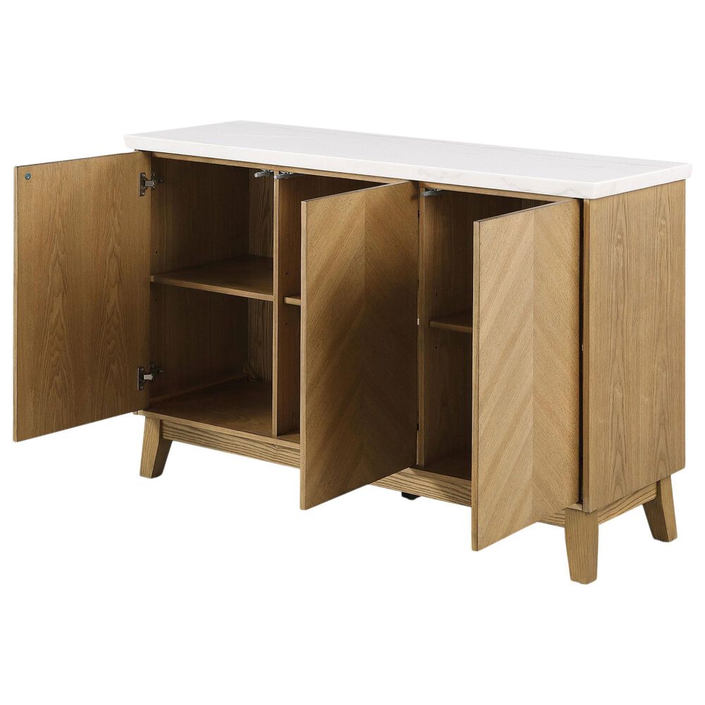 Furniture of America Nayel 3-Door Genuine Marble Top Server in Natural, , large