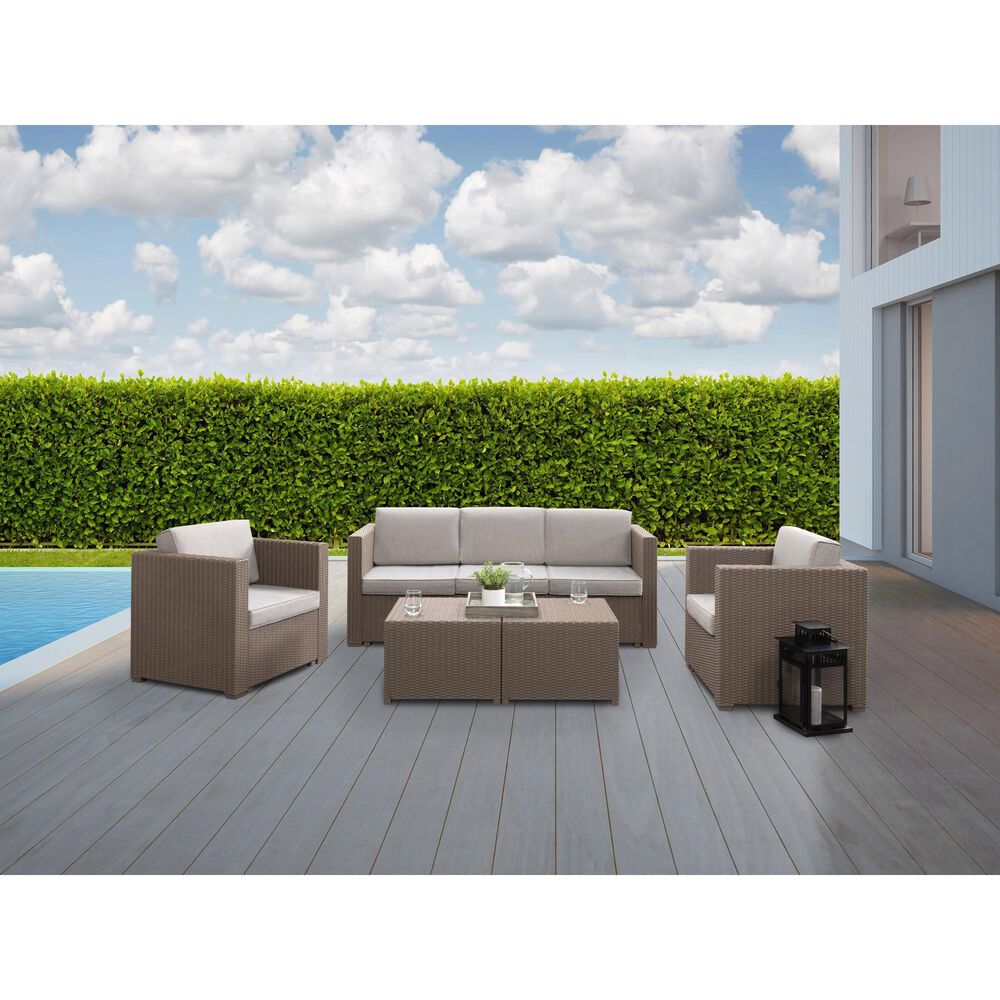 CorLiving Lake Front 5-Piece Patio Chat Set in Beige, , large
