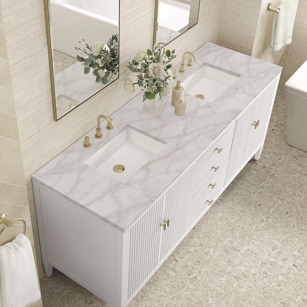 James Martin Vanities Myrrin 72" Double Vanity in Bright White with 3 cm Victorian Silver Quartz Top, , large
