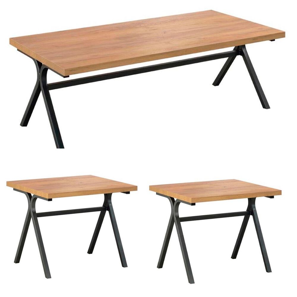 Pacific Landing 3-Piece Table Set in Golden Oak and Gunmetal, , large