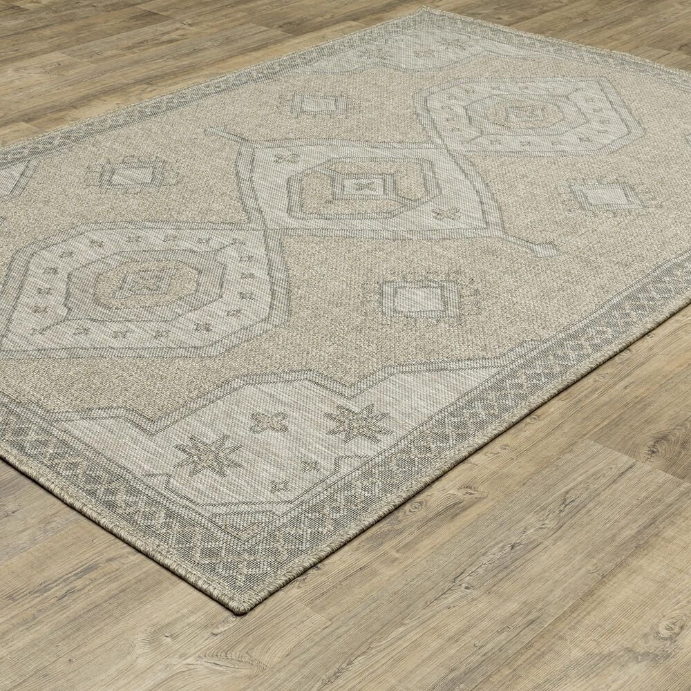 Oriental Weavers Tortuga TR08A 6&#39;7&quot; x 9&#39;2&quot; Beige and Black Area Rug, , large