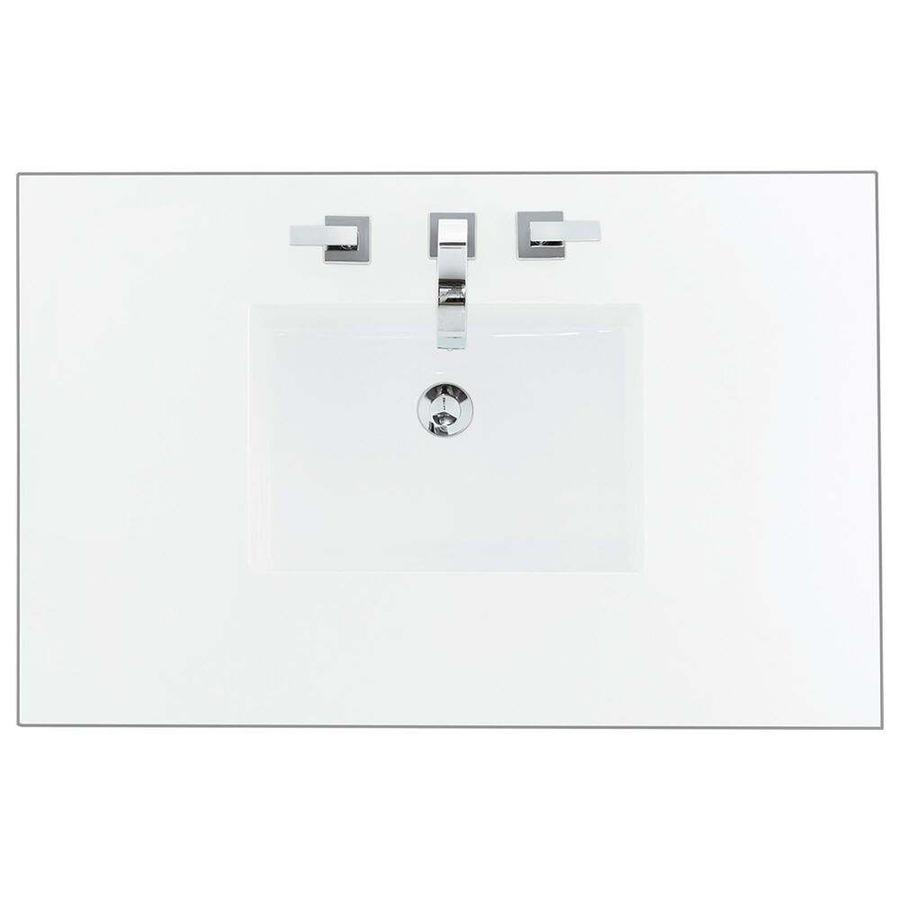 James Martin Vanities Lorelai 36" Single Vanity in Light Natural Oak with 3 cm White Zeus Quartz Top, , large
