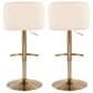 LumiSource Toriano Swivel Adjustable Bar Stool with Cream Faux Leather Upholstery in Gold (Set of 2), , large