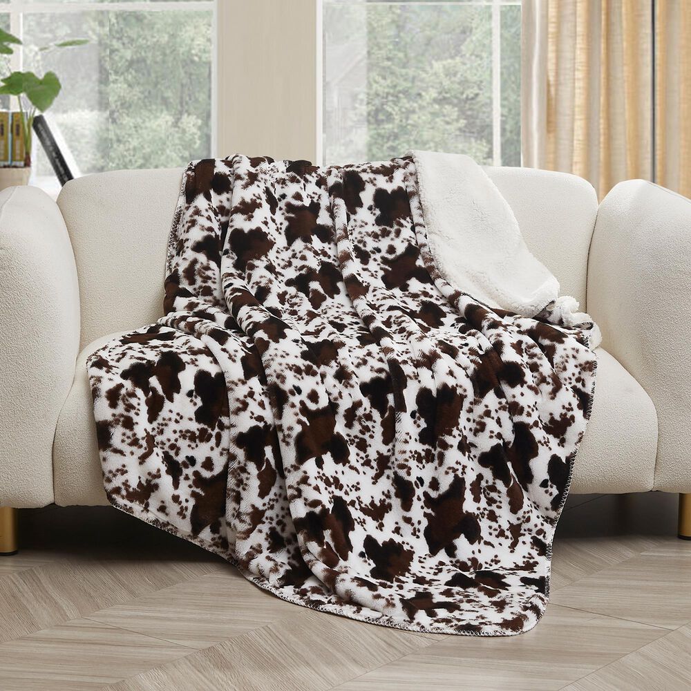 Duke Imports Chestnut Rodeo Plush Throw in Beige and Brown, , large