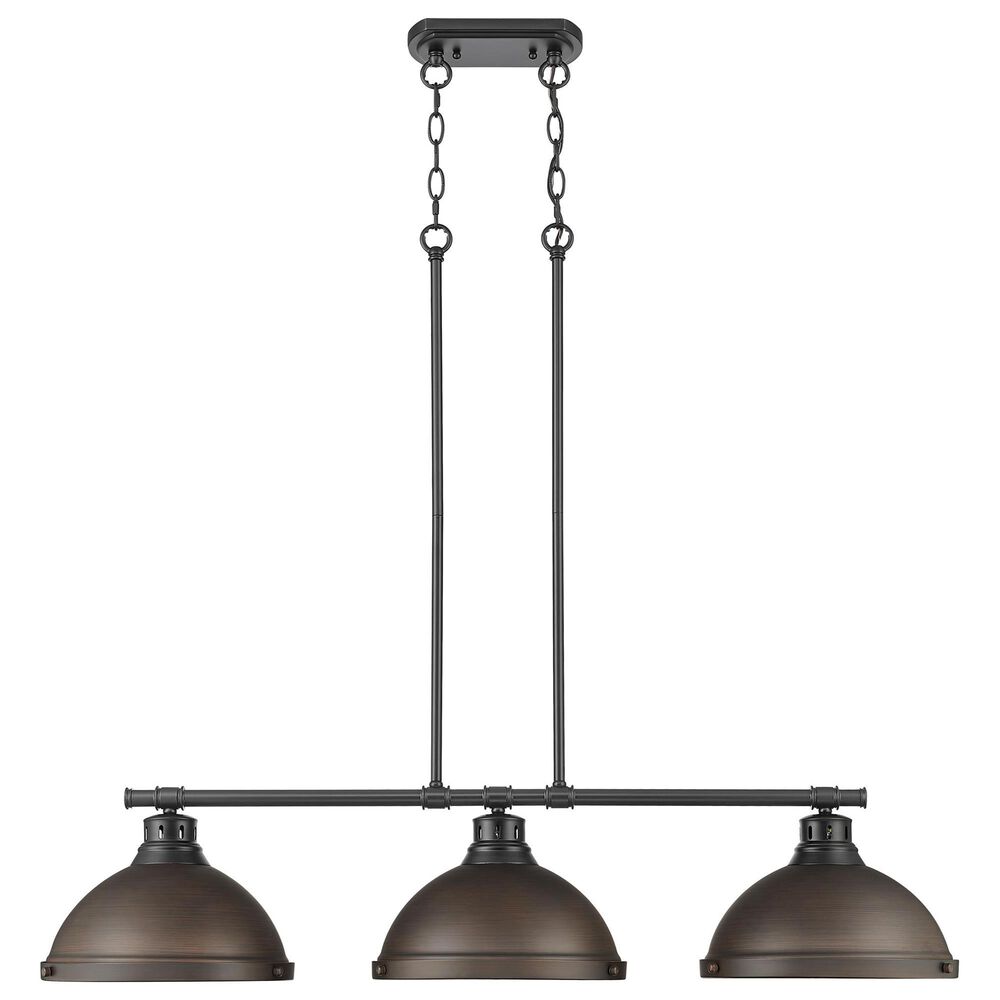 Golden Lighting Duncan 3-Light Pendant with Rubbed Bronze Shade in Matte Black, , large