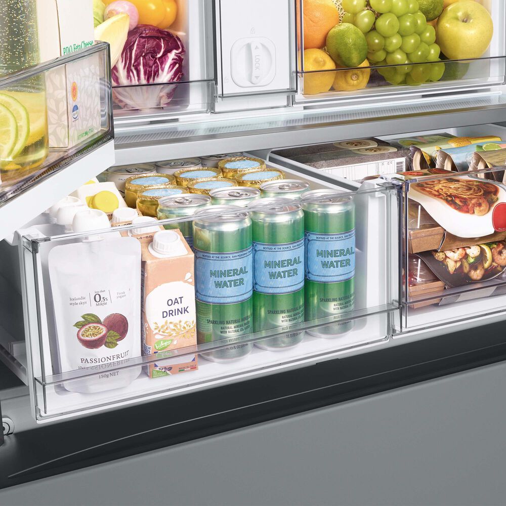 Samsung Bespoke Bespoke 24 Cu. Ft. French Door Refrigerator with Beverage Center - White Glass Top Panels and Grey Glass Bottom Door Panel Included, , large