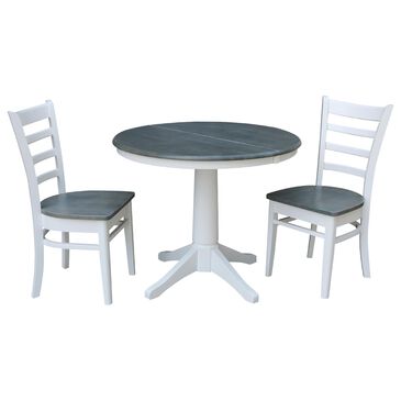 International Concepts Emily 3-Piece Dining Set in White and Heather Gray, , large