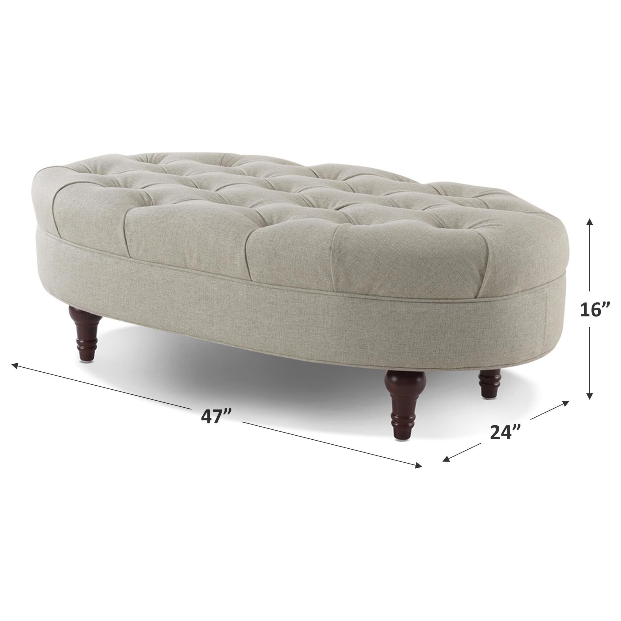Jennifer Taylor Home Petra Tufted Oval Accent Bench in Taupe NFM