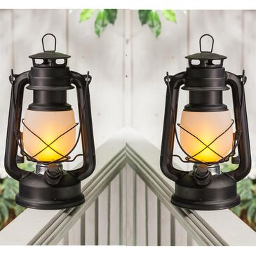 The Gerson Company 9.5" FireGlow Lantern in Black (Set of 2), , large