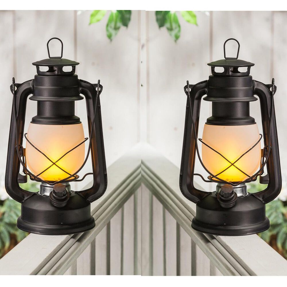 The Gerson Company 9.5" FireGlow Lantern in Black (Set of 2), , large