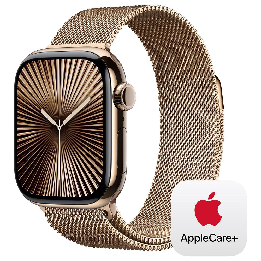 Apple Watch Series 10 GPS + Cellular 42mm Gold Titanium Case with Gold Milanese Loop, , large