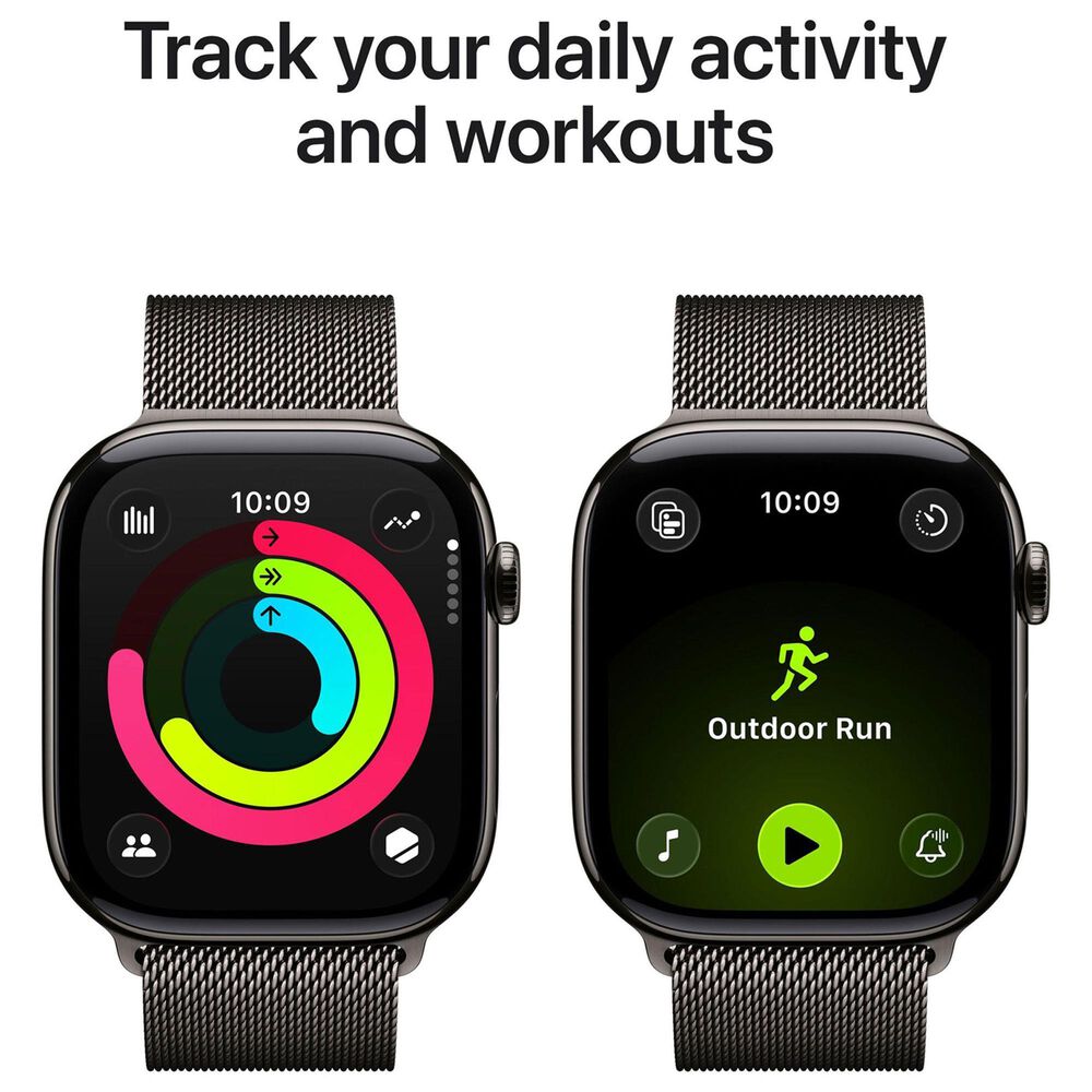 Apple Watch Series 11 (GPS+Cellular) 46mm Titanium Case with Milanese Loop - S/M in Slate and 2-Year AppleCare+, , large