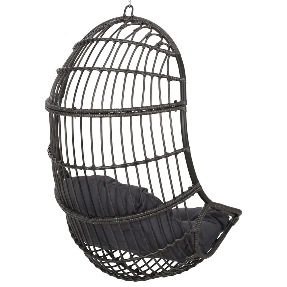 Hearth and Haven Berkshire Outdoor Hanging Egg Chair with Basket Shape in Dark Gray, , large