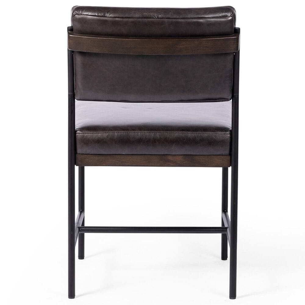 Four Hands Benton Dining Side Chair in Black Top Grain Leather and Burnt Oak, , large