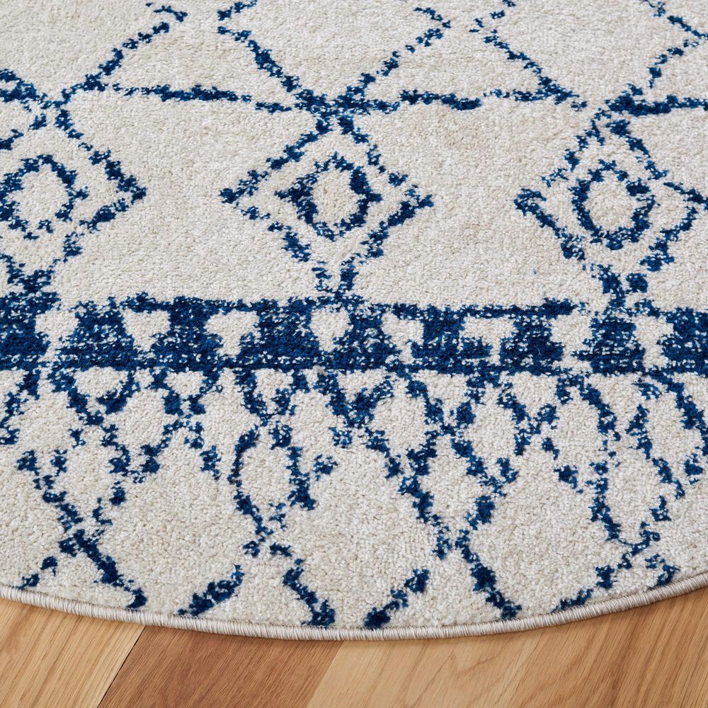 Safavieh Tulum  6&#39;7&quot; Round Ivory and Navy Area Rug, , large