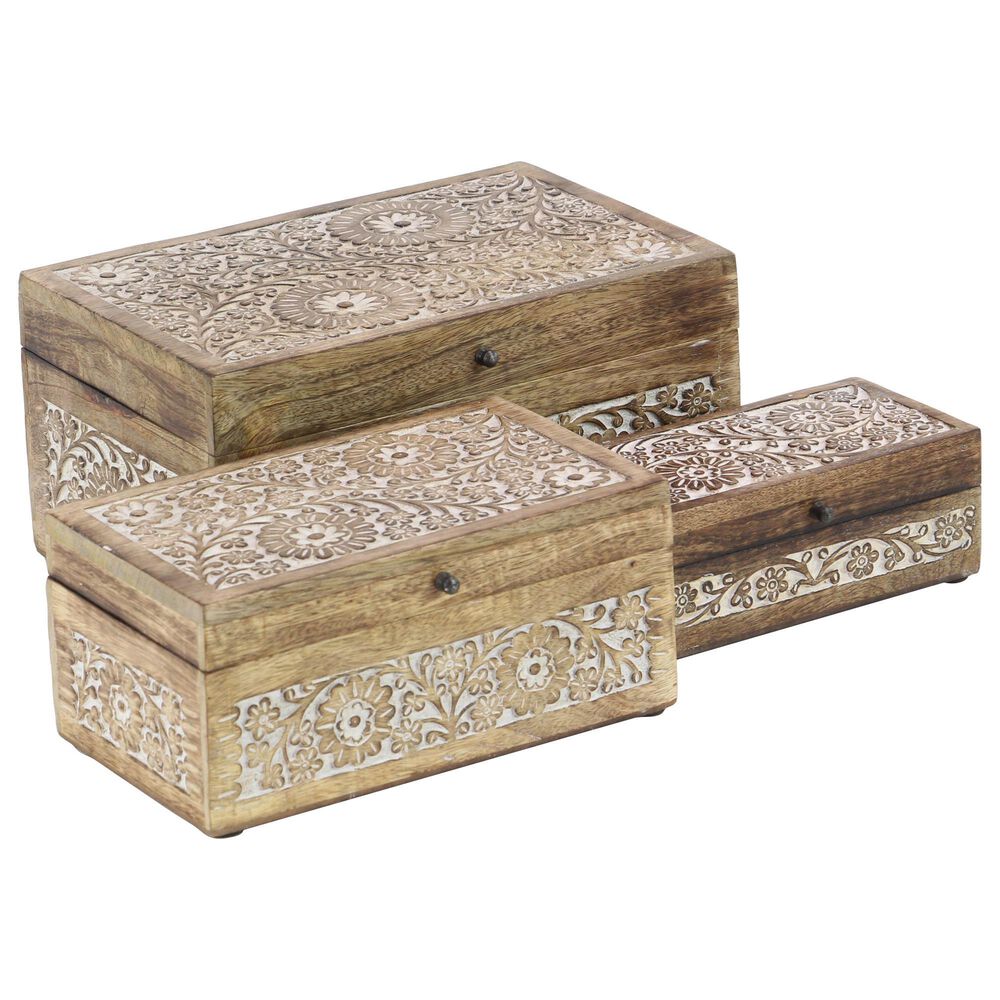 Maple and Jade Coastal Box in Brown and White (Set of 3), , large