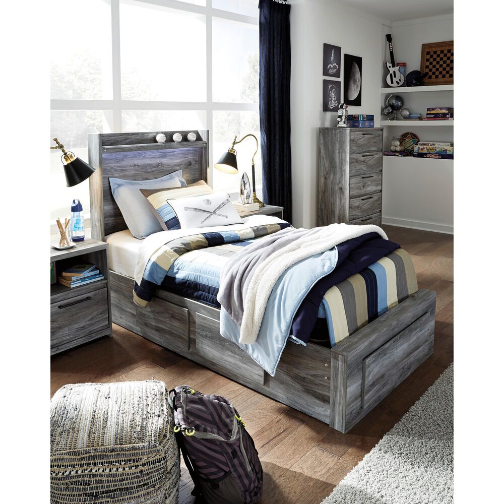 Ashley Baystorm Twin LED Panel Headboard in Smoke Gray, , large