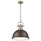Golden Lighting Duncan 1-Light Pendant with Chain and Rubbed Bronze Shade in Aged Brass, , large