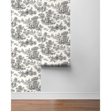 NextWall Chateau Toile 216" x 20.5" Peel and Stick Wallpaper in Inkwell, , large