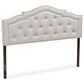 Baxton Studio Edith Queen Upholstered Panel Headboard in Greyish Beige, , large