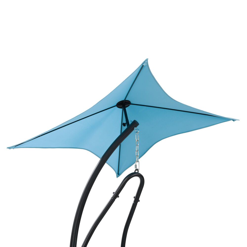 CorLiving Kingsley Chaise Lounge Chair with Canopy in Light Blue, , large