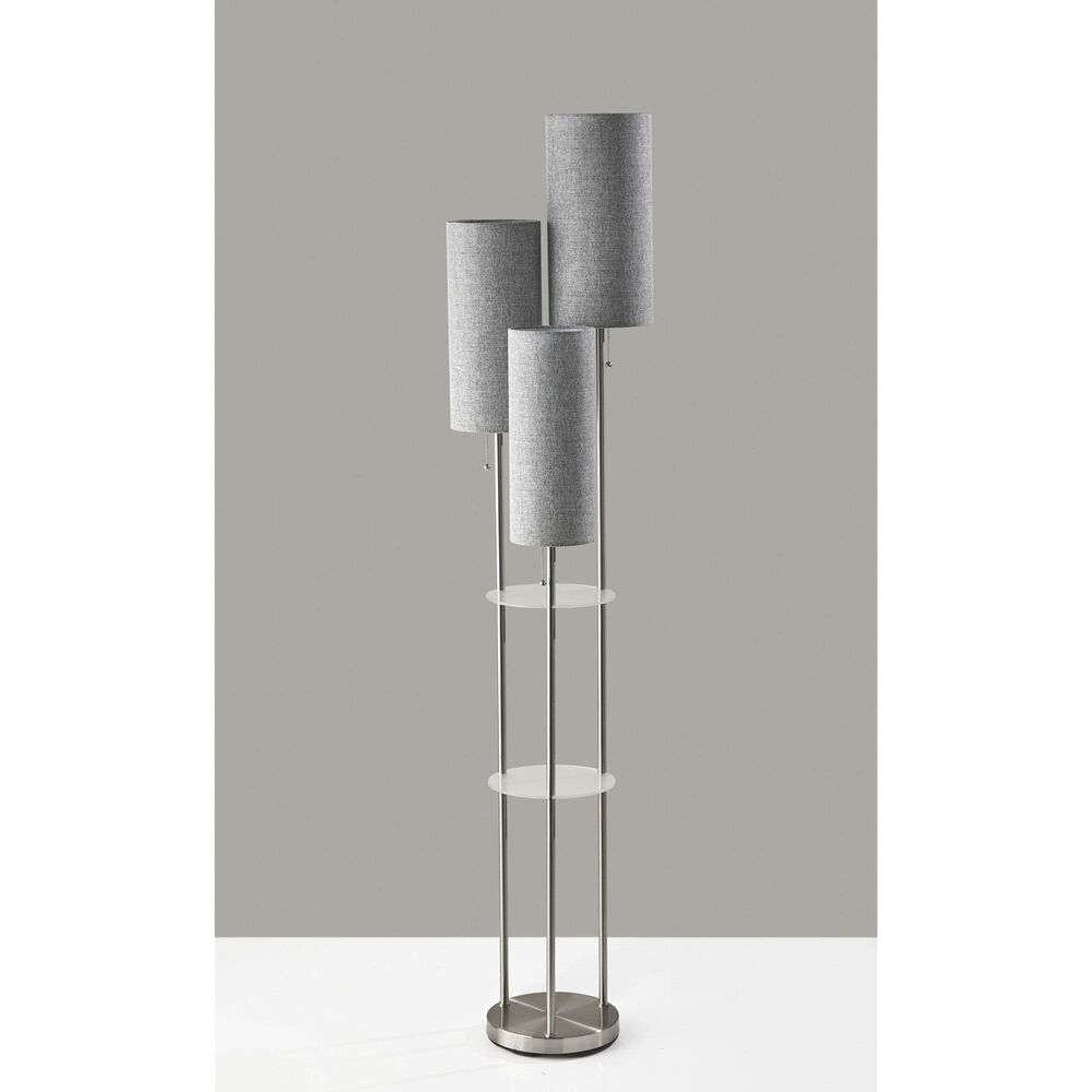 Adesso Trio Shelf Floor Lamp in Brushed Steel, , large