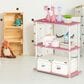 HOMLUX 3-Tier Compact Open Storage Bookshelf in Pink and White, , large