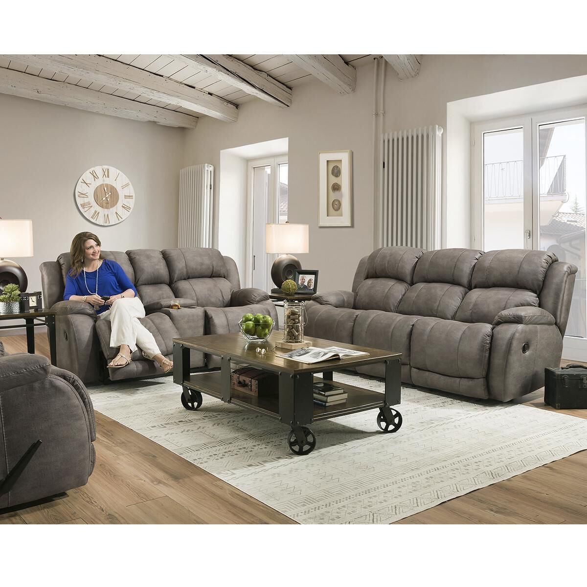 Reclining sofa and loveseat sets with console deals