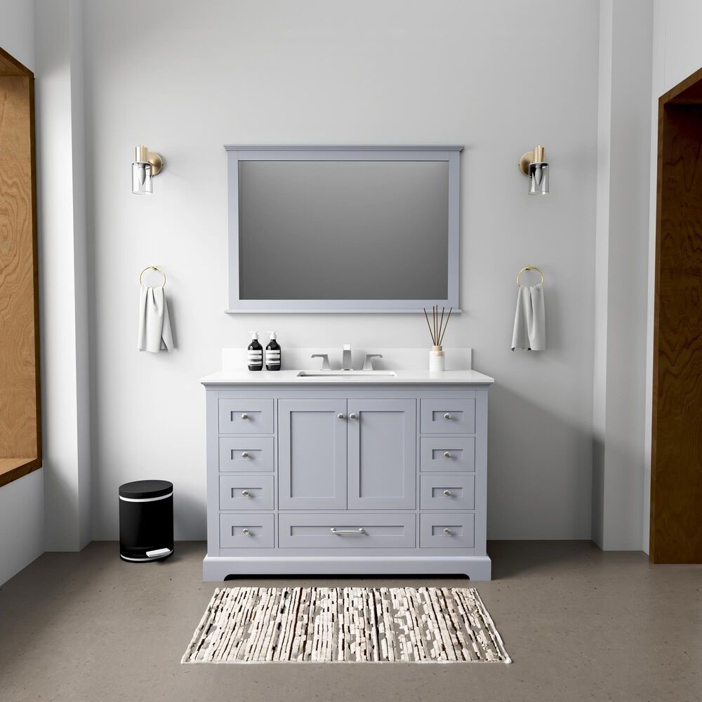 Lexora Home Dukes 48" Single Bathroom Vanity in Dark Grey with 2 cm White Quartz Top and Rectangular Sink, , large