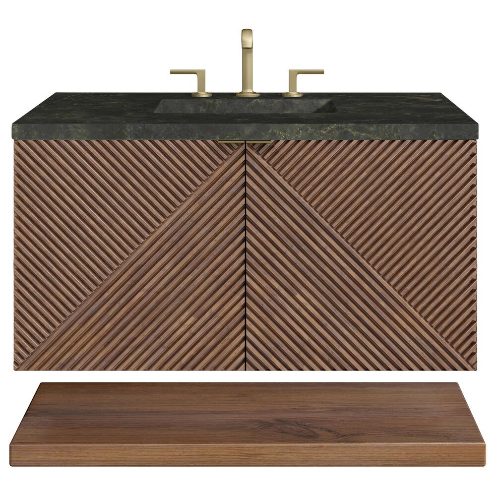 James Martin Marcello 36" Single Bathroom Vanity in Chestnut with 3 cm Phantome Eclos Top and Rectangular Sink, , large