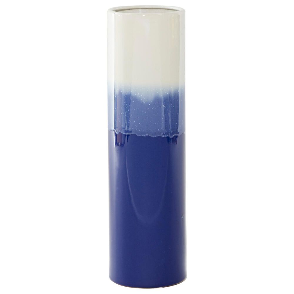 Maple and Jade 17" x 5" Ceramic Vase in Blue and White, , large