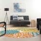 Nourison Aloha 7"10" Round Turquoise and Multicolor Indoor/Outdoor Area Rug, , large